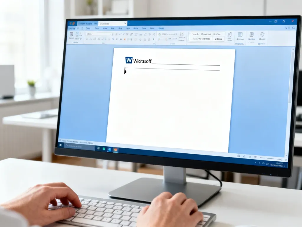 Osoba pisząca na klawiaturze w programie Microsoft Word, w którym pod aktywną stroną pojawia się nowa, pusta karta.