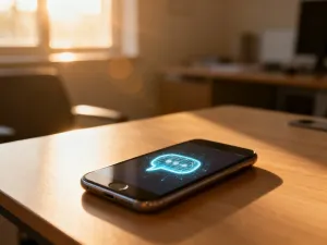 Nowoczesny smartfon na minimalistycznym, białym tle, prezentujący elegancki design i obiektyw aparatu.