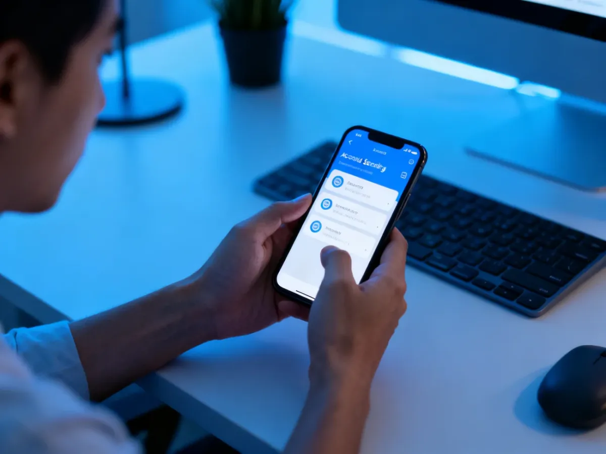 Osoba zmieniająca hasło do konta Facebook na smartfonie