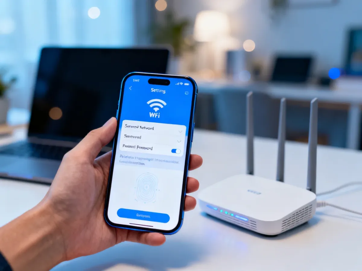 Smartfon z ustawieniami Wi-Fi i odblokowywanym zapisanym hasłem