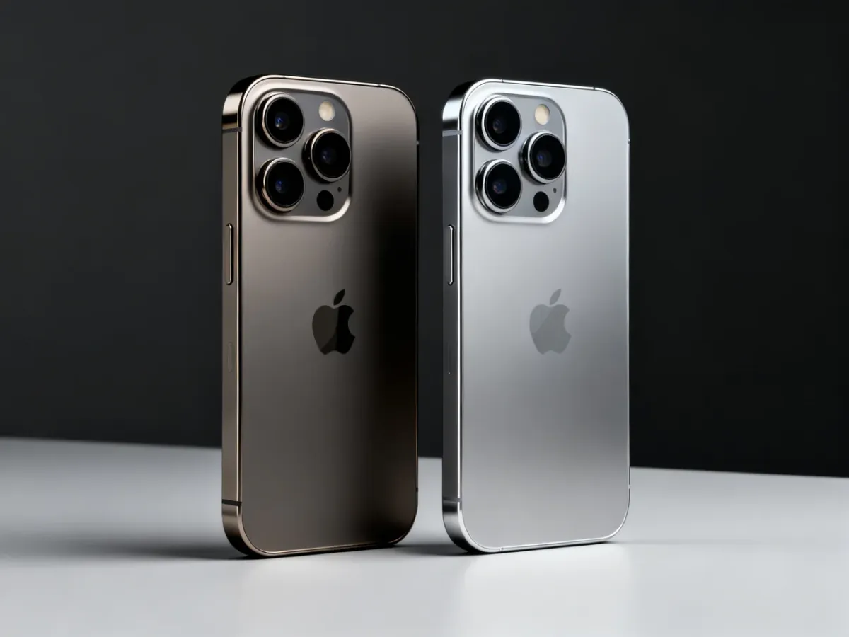iPhone 16 Pro i iPhone 17 Pro ustawione obok siebie z widocznymi różnicami konstrukcji i aparatów