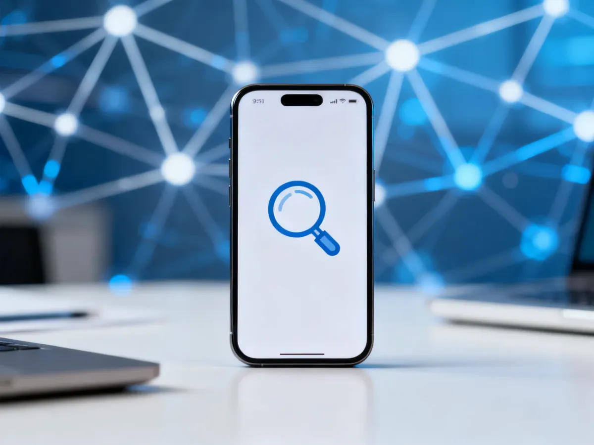 Smartfon symbolizujący sprawdzanie operatora numeru w oficjalnej wyszukiwarce