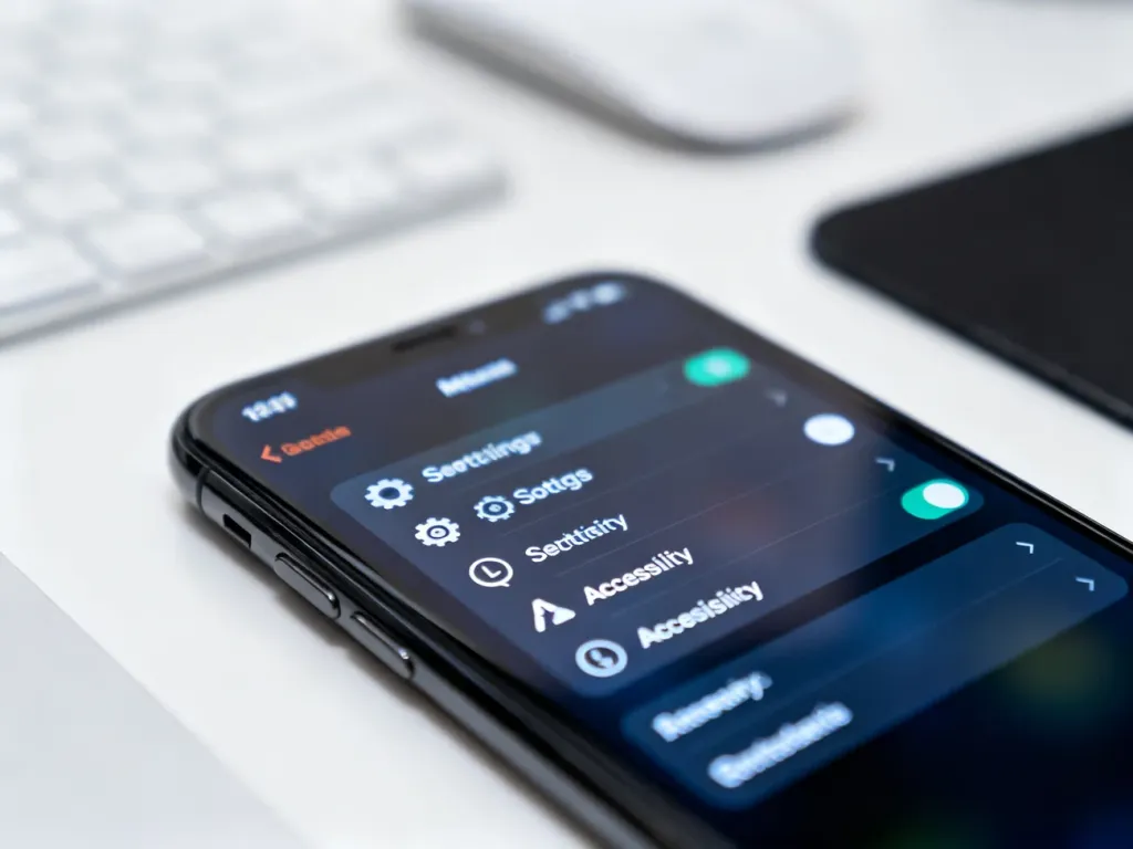 Ekran iPhone'a z otwartym menu dostępności w ustawieniach systemowych.