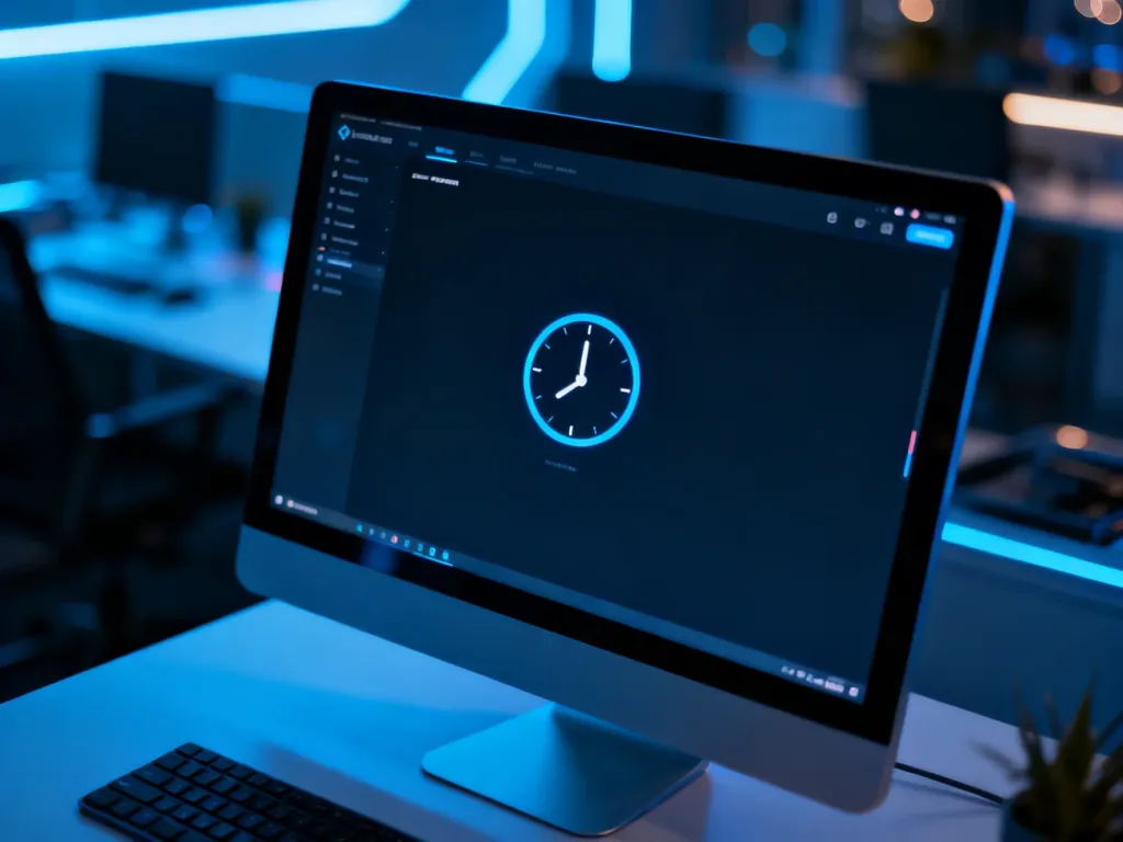 Monitor komputera z ikoną odliczania czasu, symbolizującą zbliżający się koniec wsparcia dla systemu Windows 10.