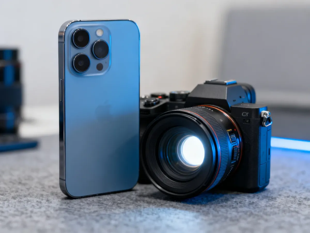 Smartfonowy system fotograficzny z dużą matrycą, jasnym obiektywem i teleobiektywem