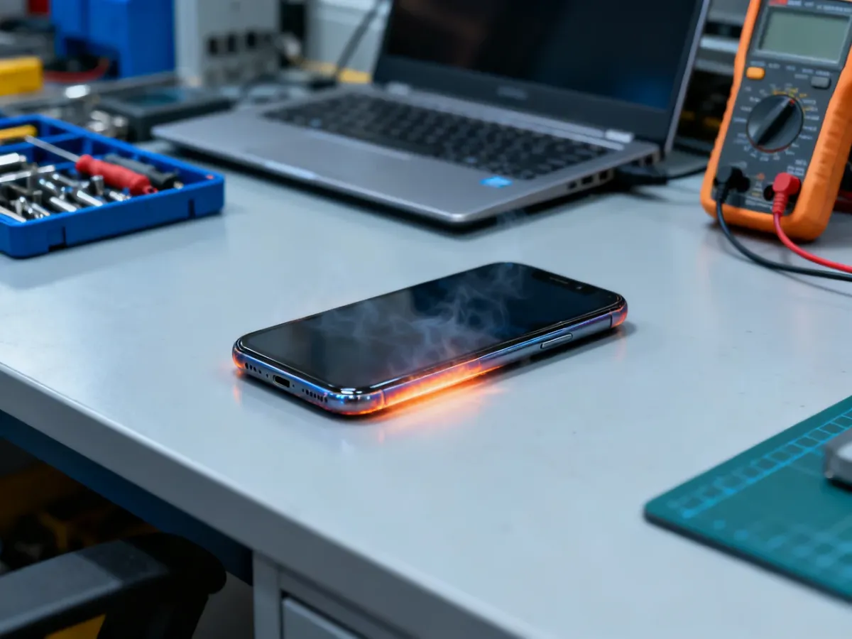 Smartfon przygotowany do diagnostyki w serwisie