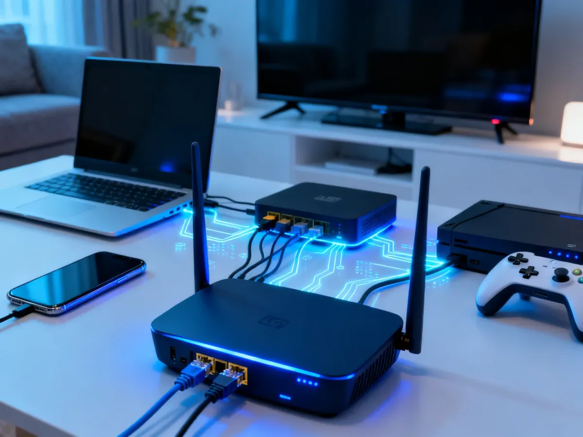 Router rozdzielający połączenie internetowe między urządzenia domowe