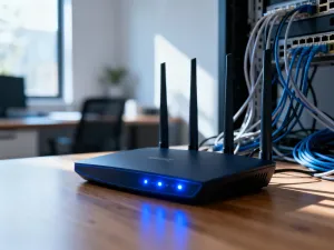Miarka leżąca na przekątnej ekranu nowoczesnego laptopa, obrazująca sposób pomiaru wielkości wyświetlacza w centymetrach.