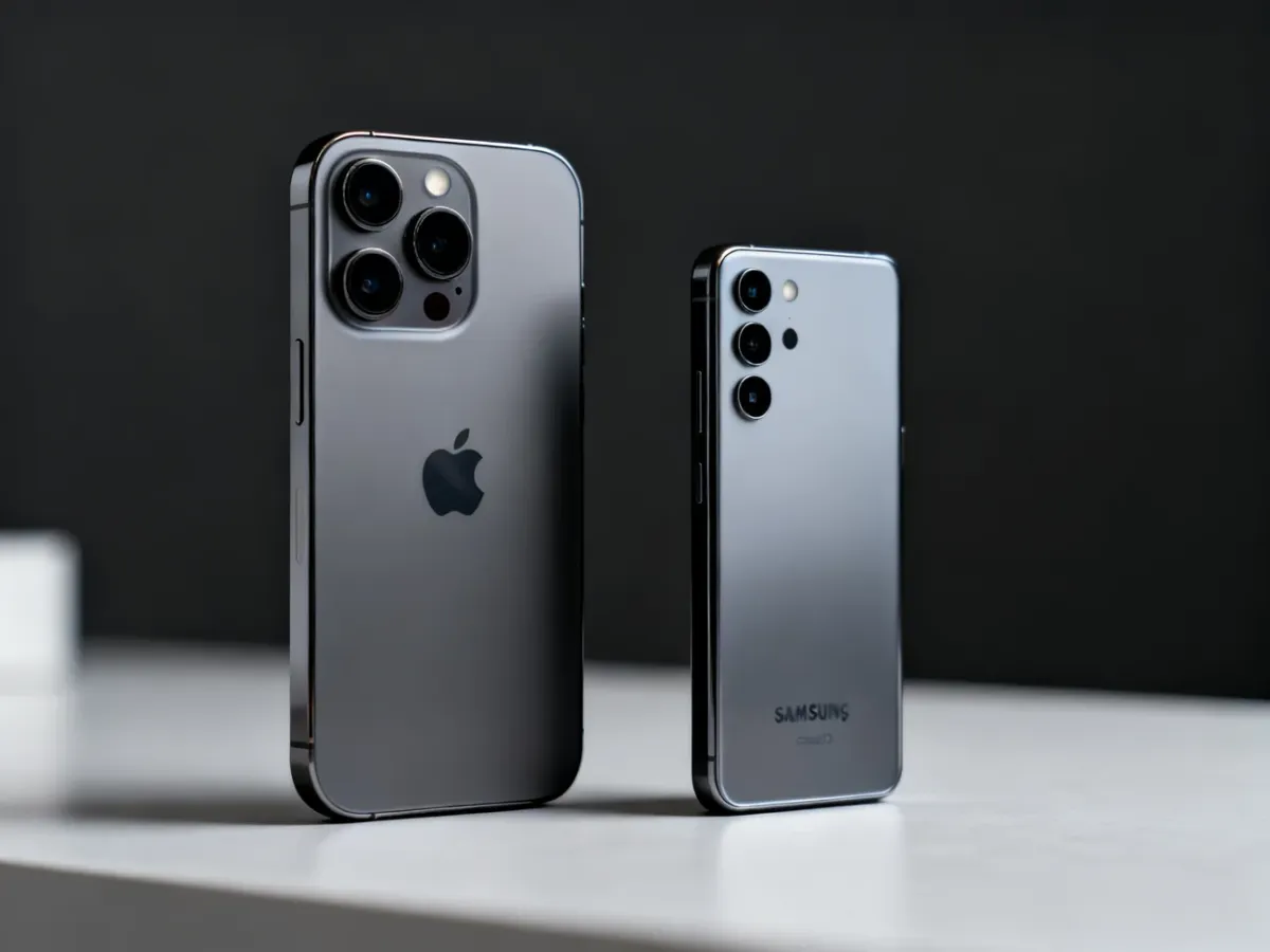 iPhone 17 Pro i Samsung Galaxy S25 ustawione obok siebie