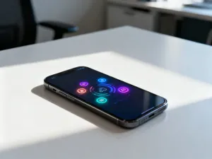 Ikona chmury z koszem na śmieci na ekranie smartfona, symbolizująca proces usuwania plików z chmury Google.