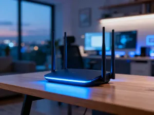 Smartfon leżący na biurku z wyświetloną mapą lokalizacji urządzenia w trybie śledzenia zgubionego telefonu.