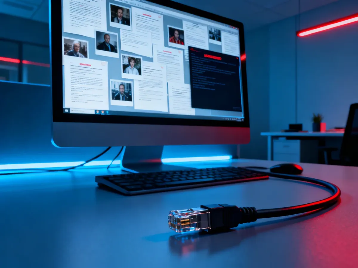 Komputer z zaszyfrowanymi plikami podczas ataku ransomware