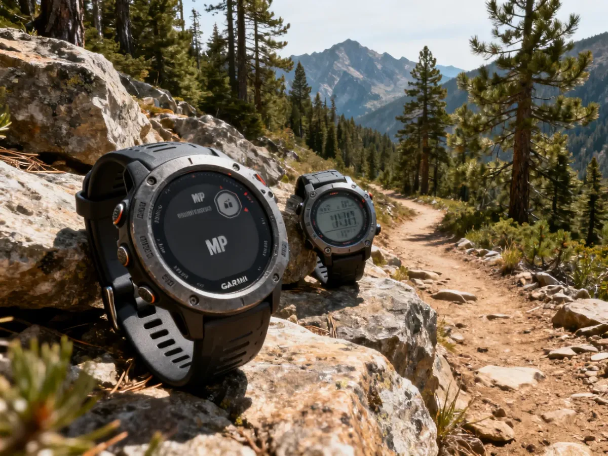 Outdoor smartwatches comparing a rugged Instinct-style design with a traditional digital field watch
