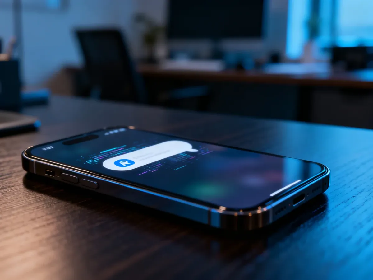 Ekran iPhone'a z ikoną powiadomienia o usuniętej wiadomości, symbolizujący proces cofnięcia wysyłki tekstu.
