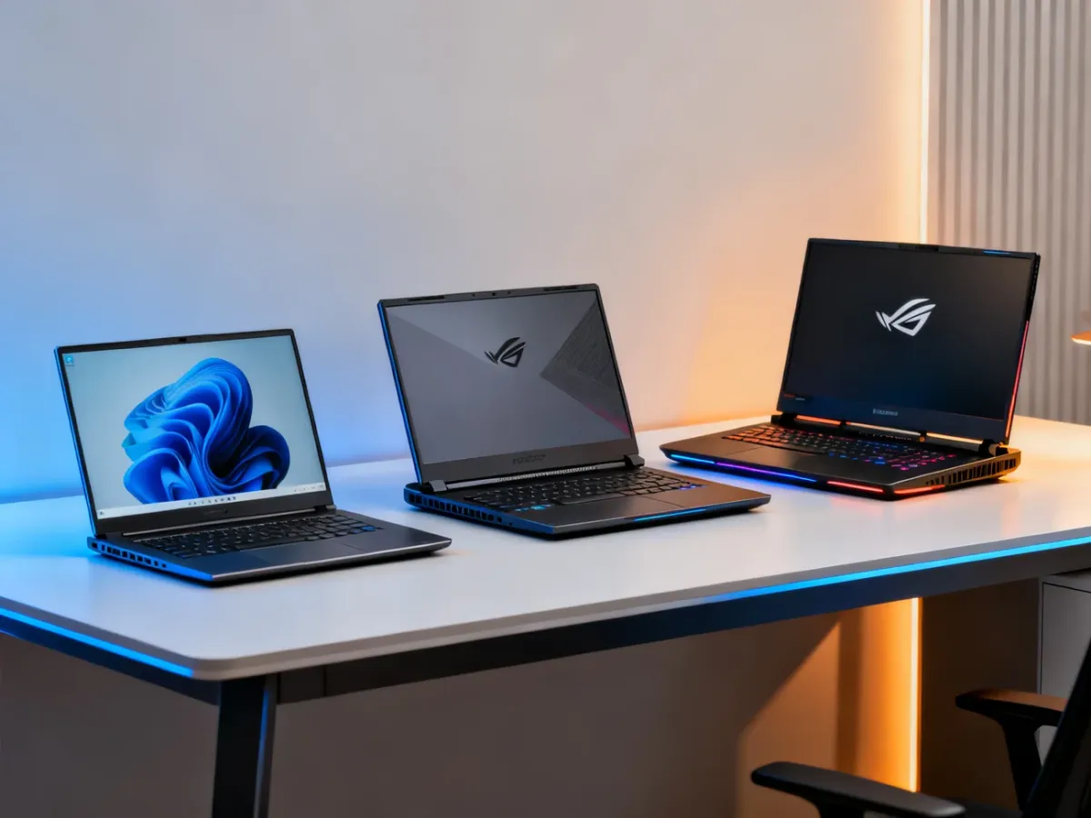 Trzy laptopy reprezentujące różne segmenty cenowe